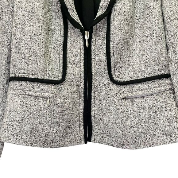 WHBM White House Black Market Tweed Zip Front Moto Blazer Tailored Jacket Size 2 - Picture 7 of 13
